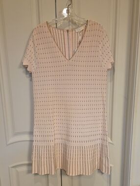 Ted Baker Blush Pink Knit V-Neck Pleated-Hem Dress